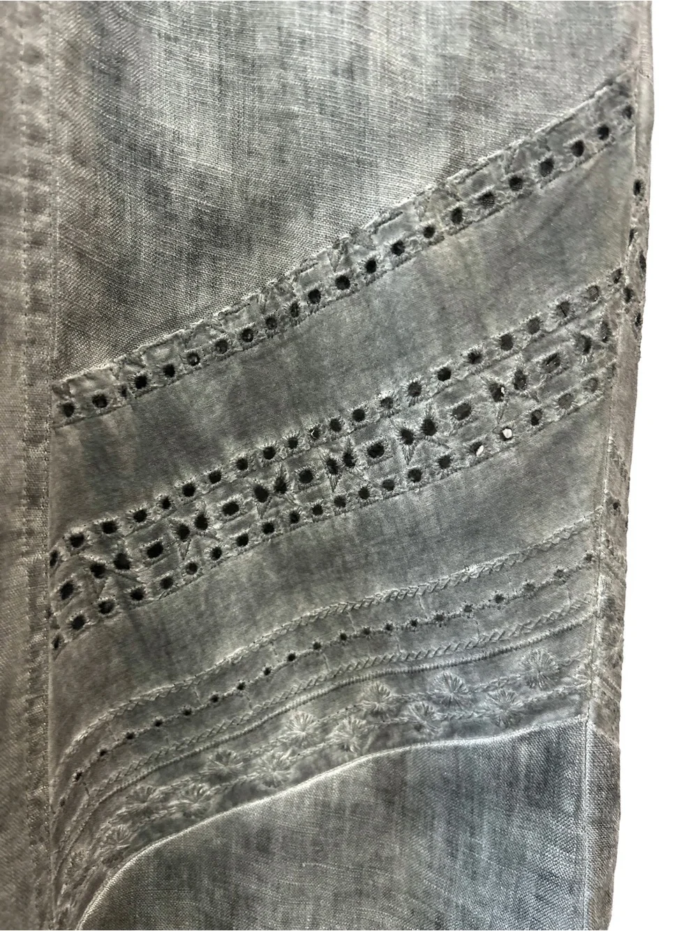XCVI women’s linen distressed wide leg pants XL green grey lagenlook grunge - Picture 5 of 6